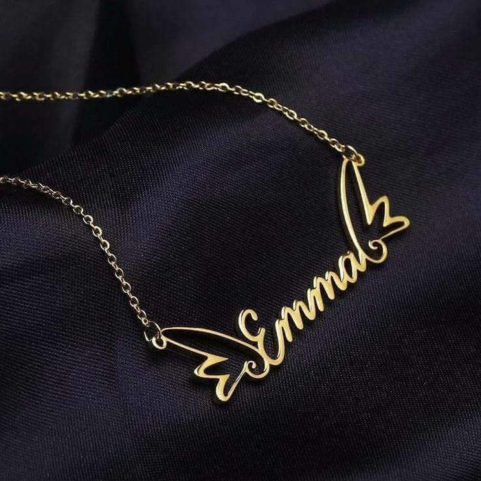 Feathered Charm Name Necklace