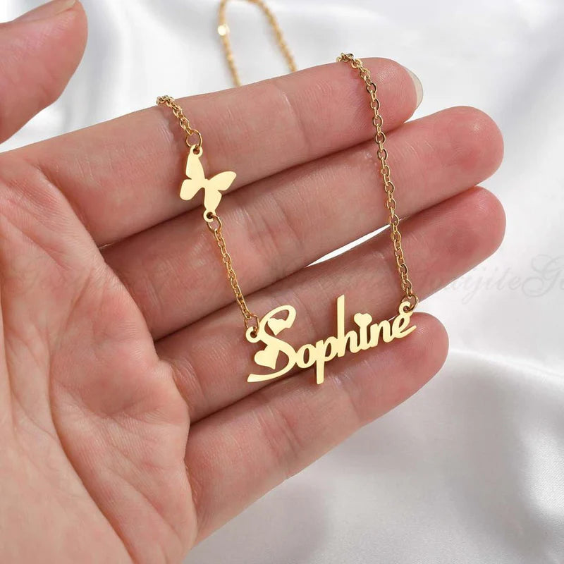 Fluttered Charm Name Necklace