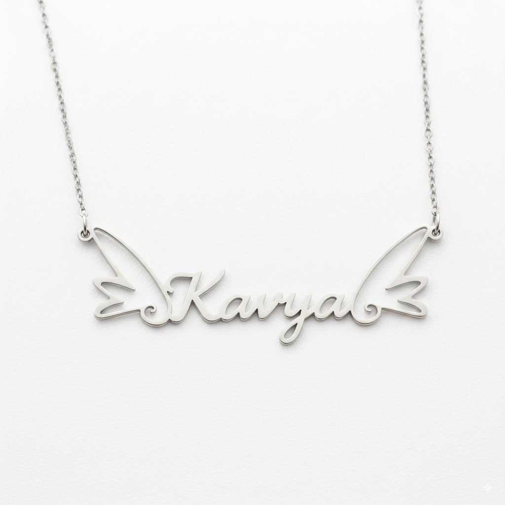 Feathered Charm Name Necklace