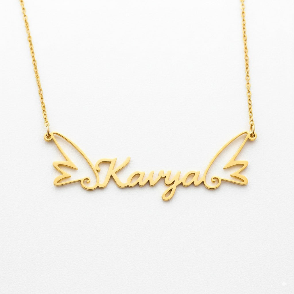 Feathered Charm Name Necklace