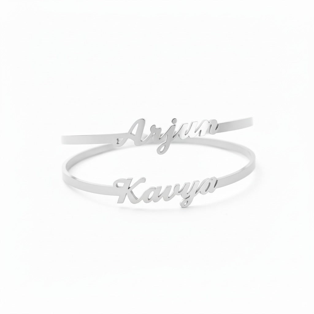 TwinScript Heart Name Bangle