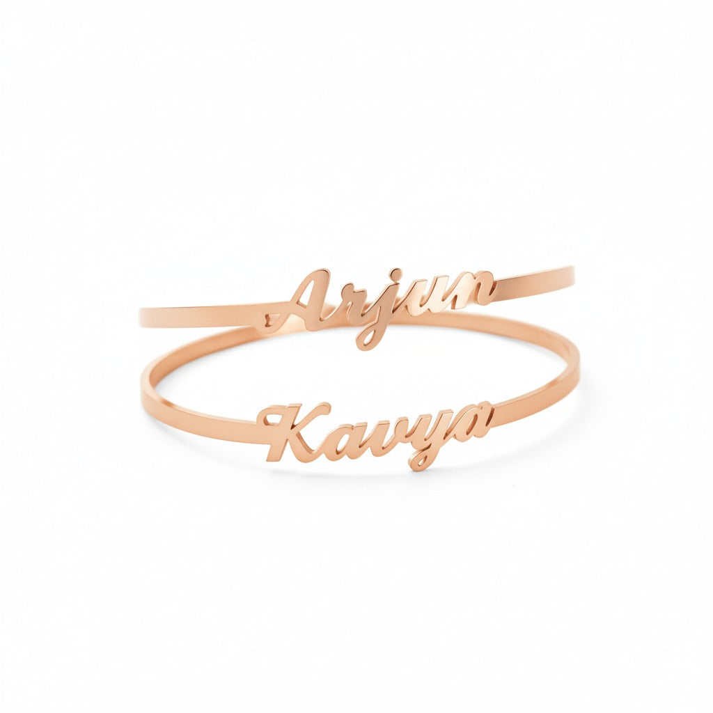 TwinScript Heart Name Bangle