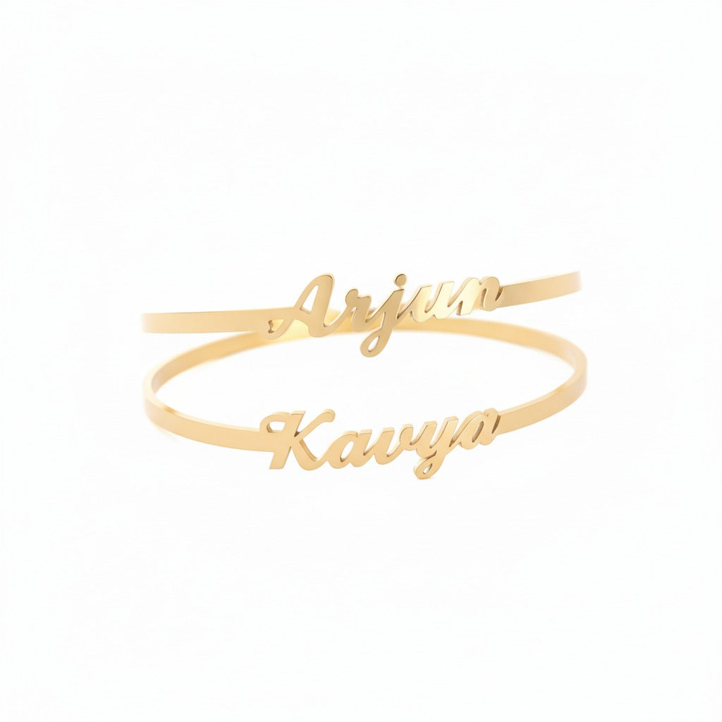 TwinScript Heart Name Bangle