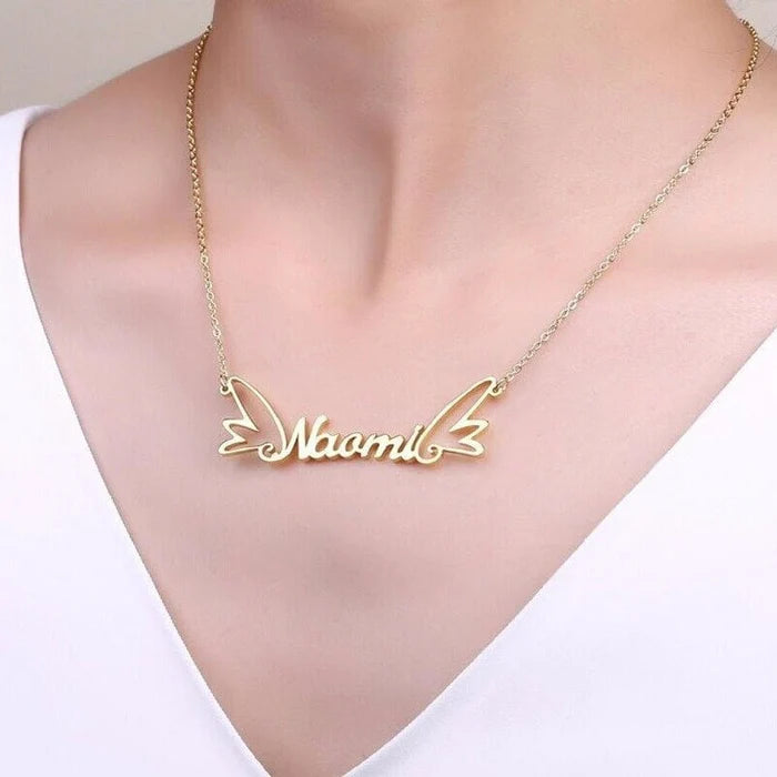 Feathered Charm Name Necklace