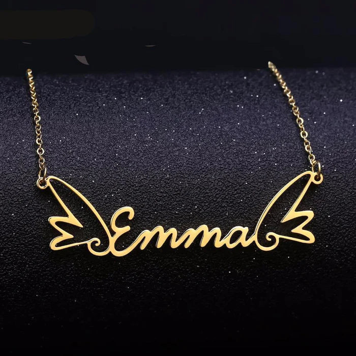 Feathered Charm Name Necklace
