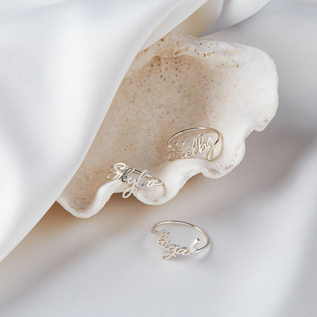 Cursive Charm Name Ring