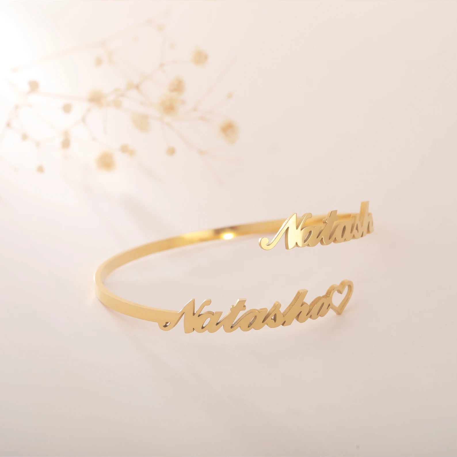TwinScript Heart Name Bangle
