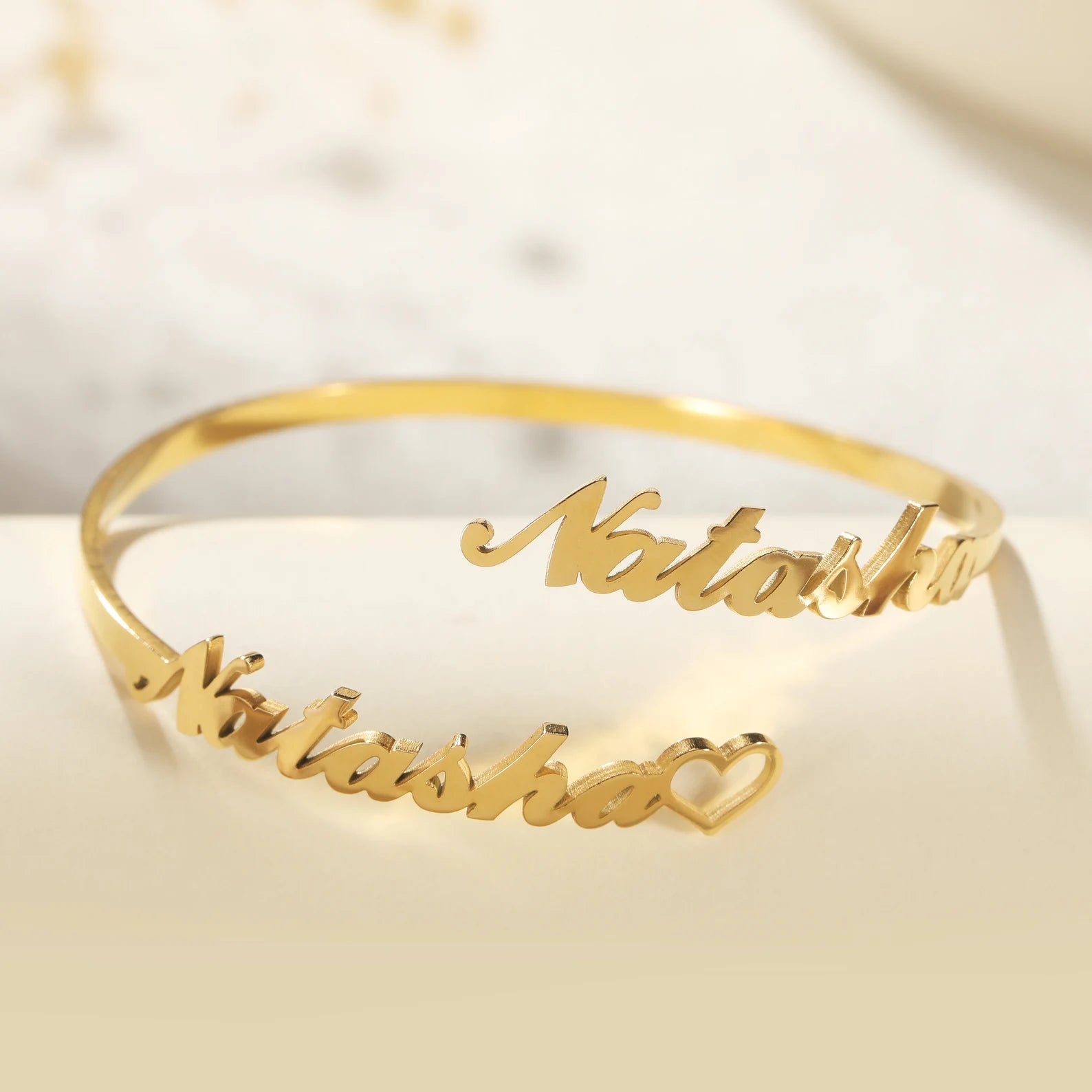 TwinScript Heart Name Bangle
