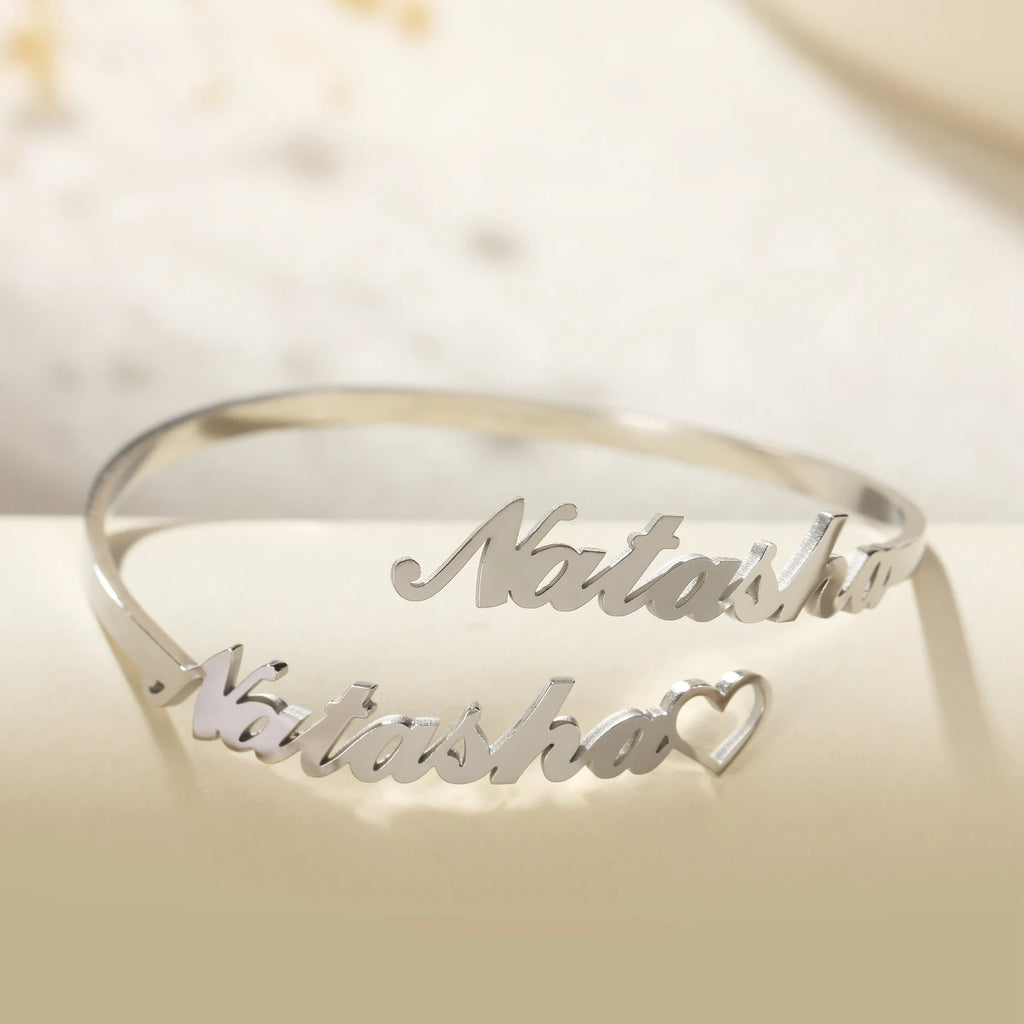 TwinScript Heart Name Bangle