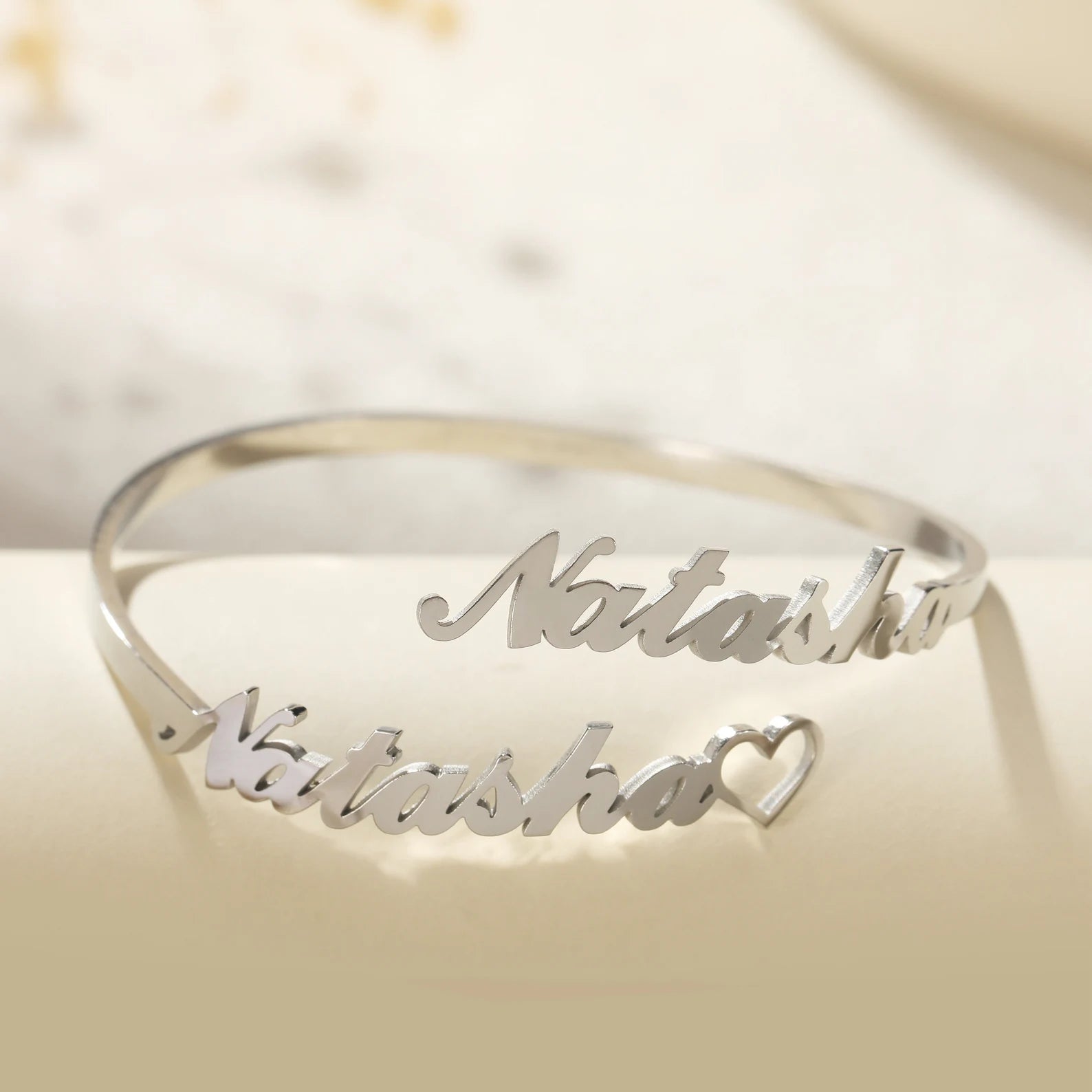 TwinScript Heart Name Bangle