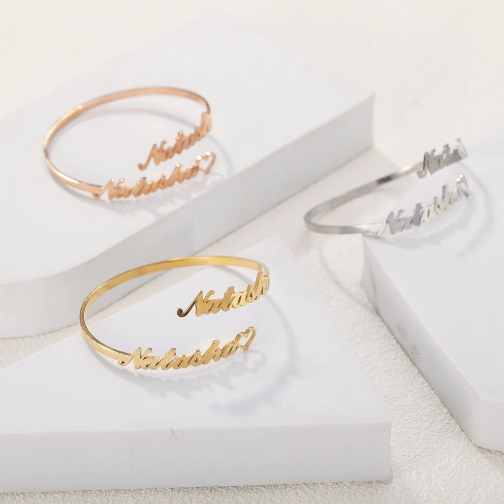 TwinScript Heart Name Bangle