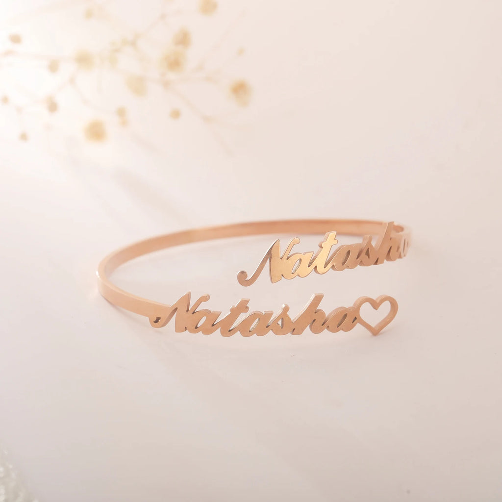 TwinScript Heart Name Bangle