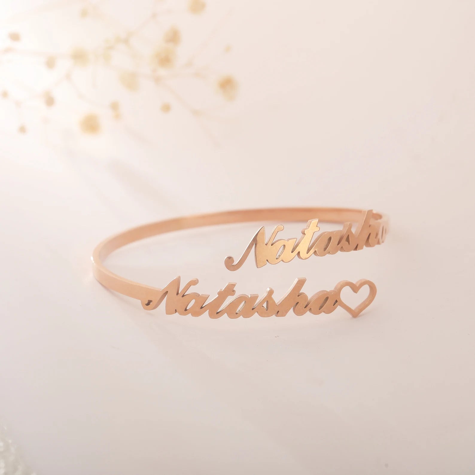 TwinScript Heart Name Bangle
