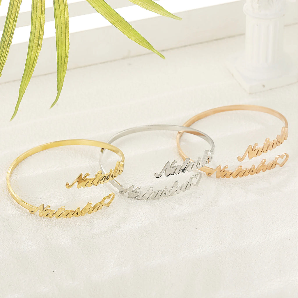 TwinScript Heart Name Bangle