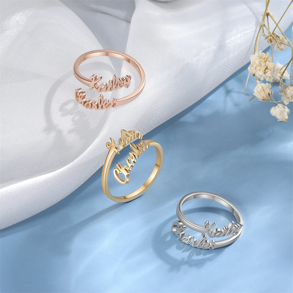 Duo Script Name Ring