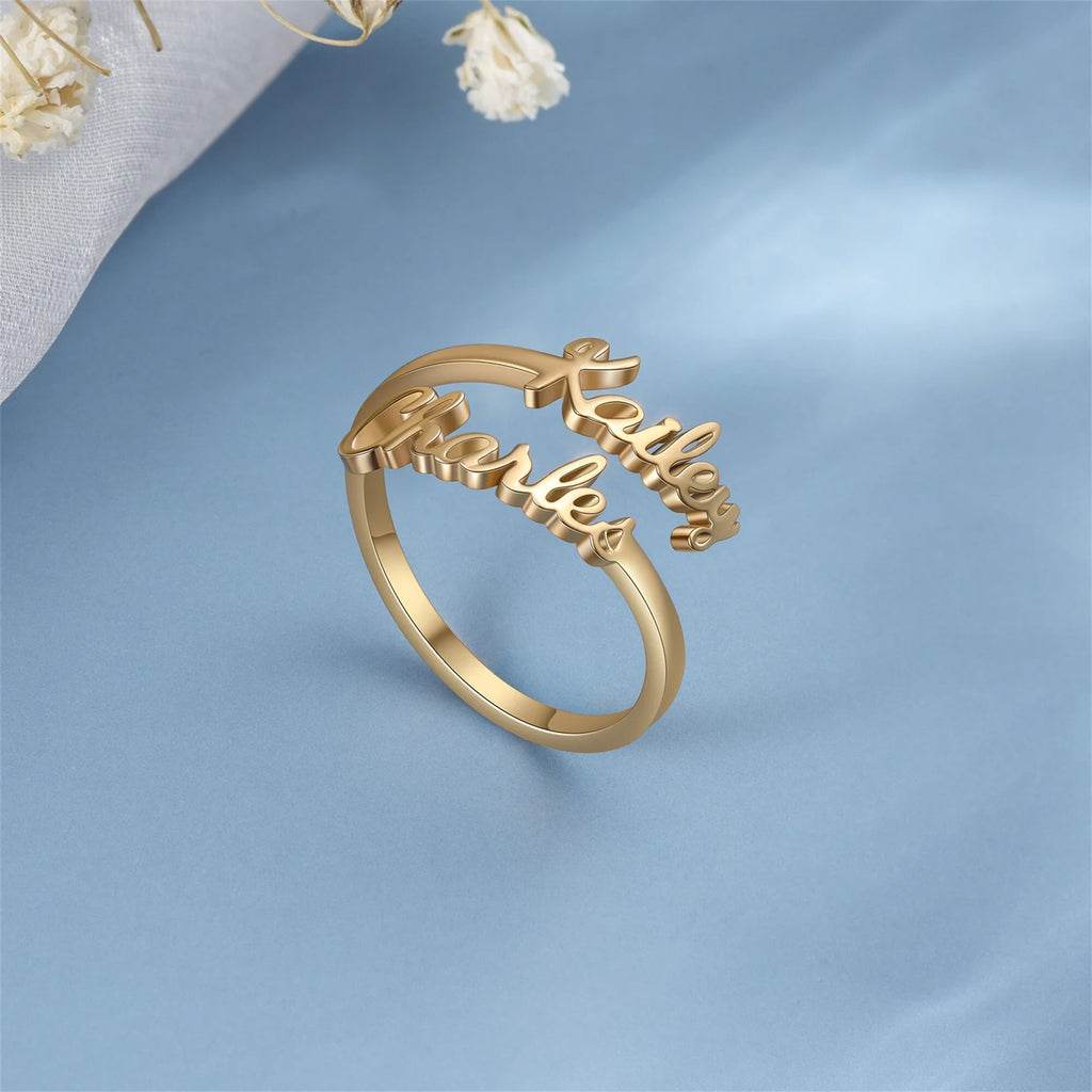 Duo Script Name Ring